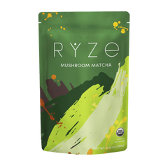 RYZE Mushroom Matcha — Organic Instant Matcha Latte with Lion's Mane & King Trumpet, 30 Servings